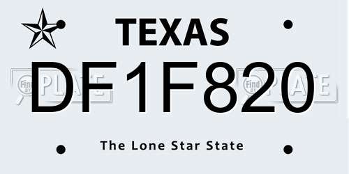 DF1F820 Texas License Plate