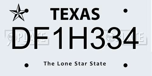 DF1H334 Texas License Plate