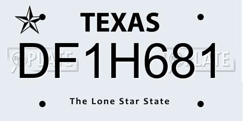 DF1H681 Texas License Plate