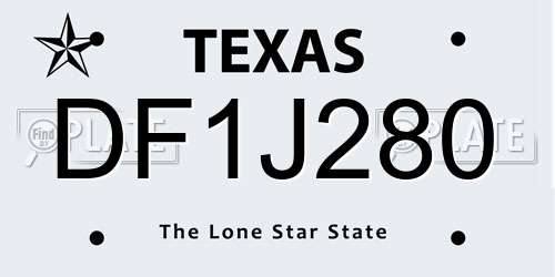 DF1J280 Texas License Plate
