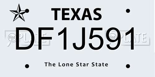 DF1J591 Texas License Plate