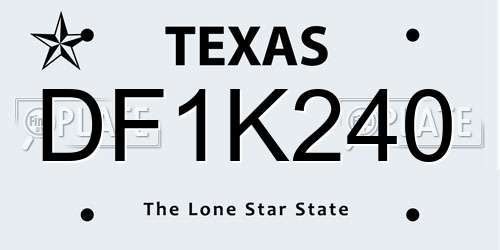 DF1K240 Texas License Plate