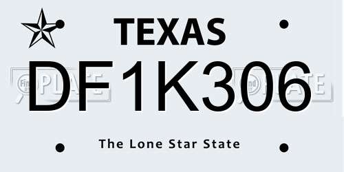 DF1K306 Texas License Plate