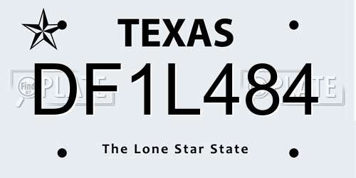 DF1L484 Texas License Plate