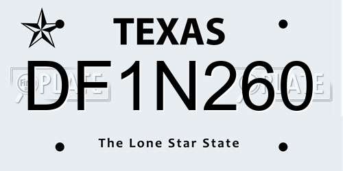 DF1N260 Texas License Plate