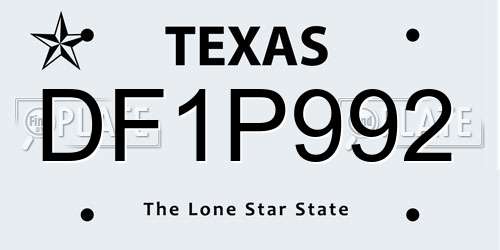 DF1P992 Texas License Plate