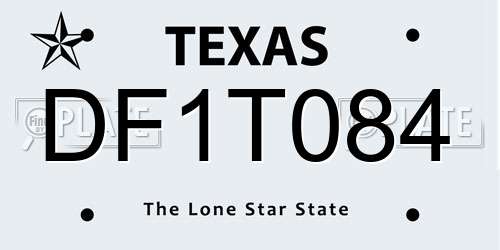 DF1T084 Texas License Plate