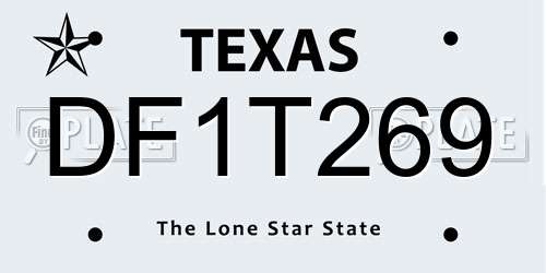 DF1T269 Texas License Plate