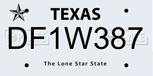 DF1W387 Texas License Plate