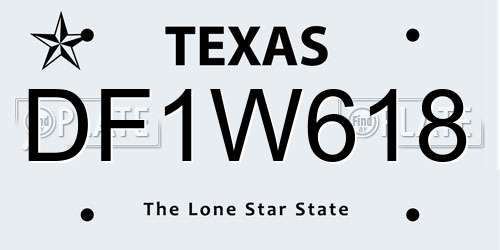DF1W618 Texas License Plate