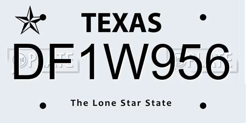 DF1W956 Texas License Plate