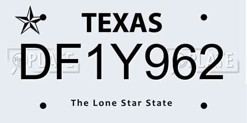 DF1Y962 Texas License Plate