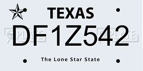DF1Z542 Texas License Plate