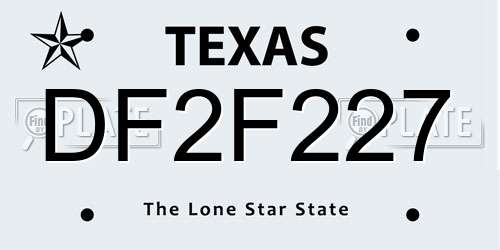 DF2F227 Texas License Plate