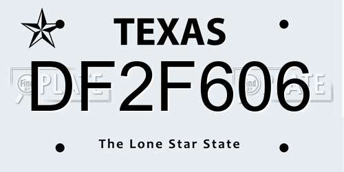 DF2F606 Texas License Plate