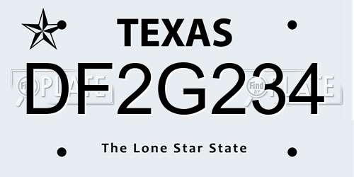 DF2G234 Texas License Plate