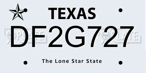 DF2G727 Texas License Plate