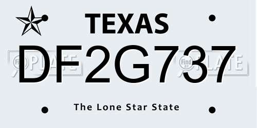 DF2G737 Texas License Plate