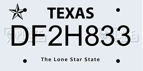 DF2H833 Texas License Plate