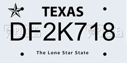 DF2K718 Texas License Plate