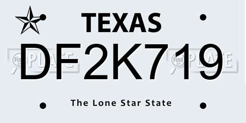 DF2K719 Texas License Plate