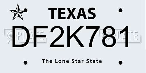 DF2K781 Texas License Plate