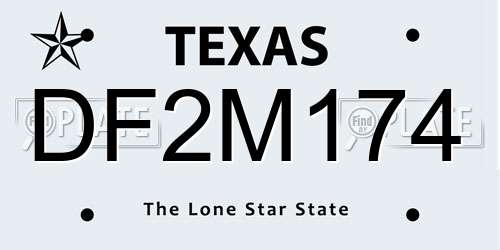 DF2M174 Texas License Plate