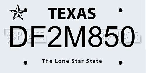 DF2M850 Texas License Plate