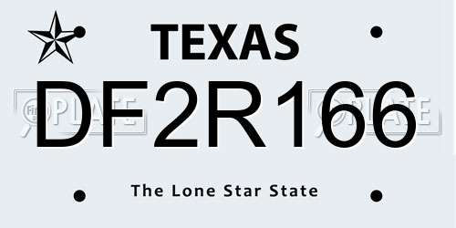 DF2R166 Texas License Plate