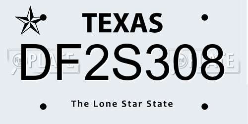 DF2S308 Texas License Plate