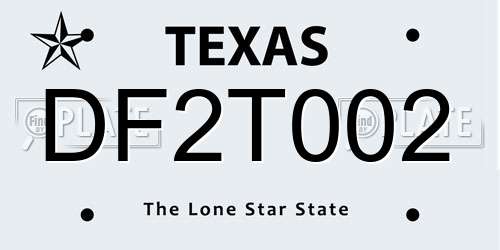 DF2T002 Texas License Plate
