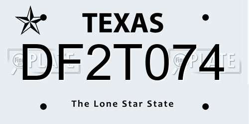 DF2T074 Texas License Plate