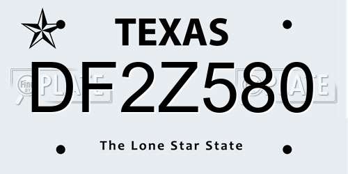 DF2Z580 Texas License Plate