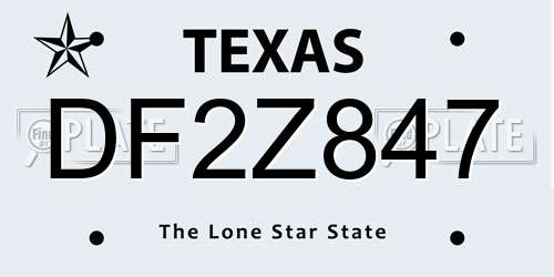 DF2Z847 Texas License Plate