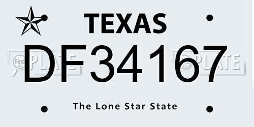 DF34167 Texas License Plate