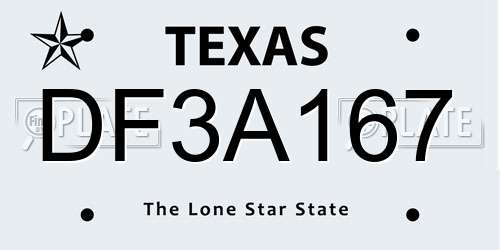 DF3A167 Texas License Plate