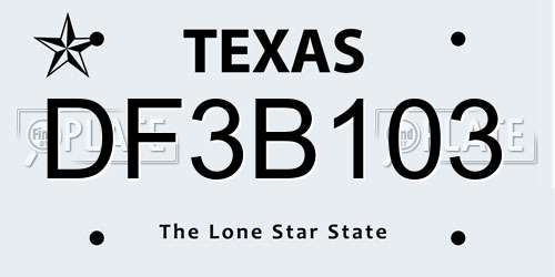 DF3B103 Texas License Plate