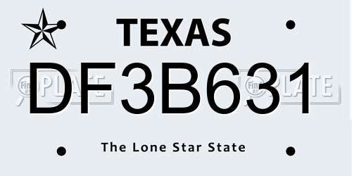 DF3B631 Texas License Plate