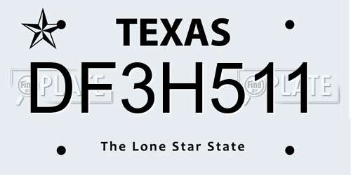 DF3H511 Texas License Plate