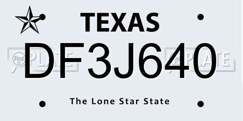 DF3J640 Texas License Plate