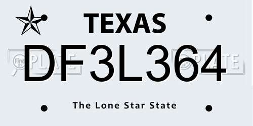 DF3L364 Texas License Plate