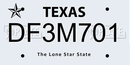 DF3M701 Texas License Plate