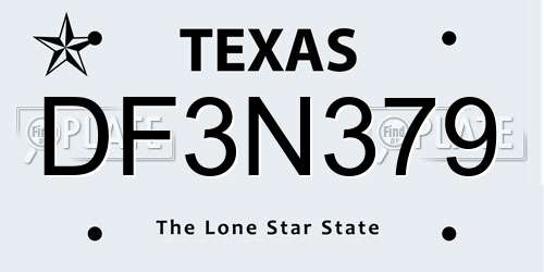 DF3N379 Texas License Plate
