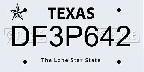 DF3P642 Texas License Plate