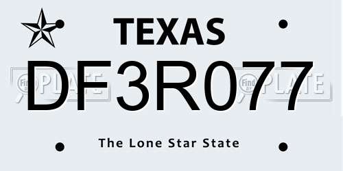 DF3R077 Texas License Plate