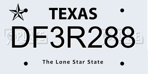 DF3R288 Texas License Plate