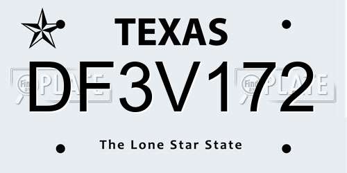 DF3V172 Texas License Plate