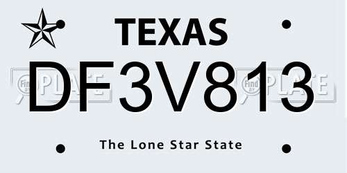 DF3V813 Texas License Plate