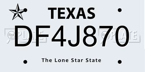 DF4J870 Texas License Plate