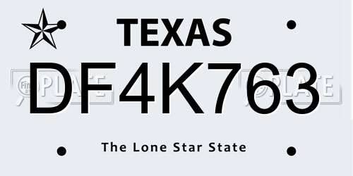 DF4K763 Texas License Plate